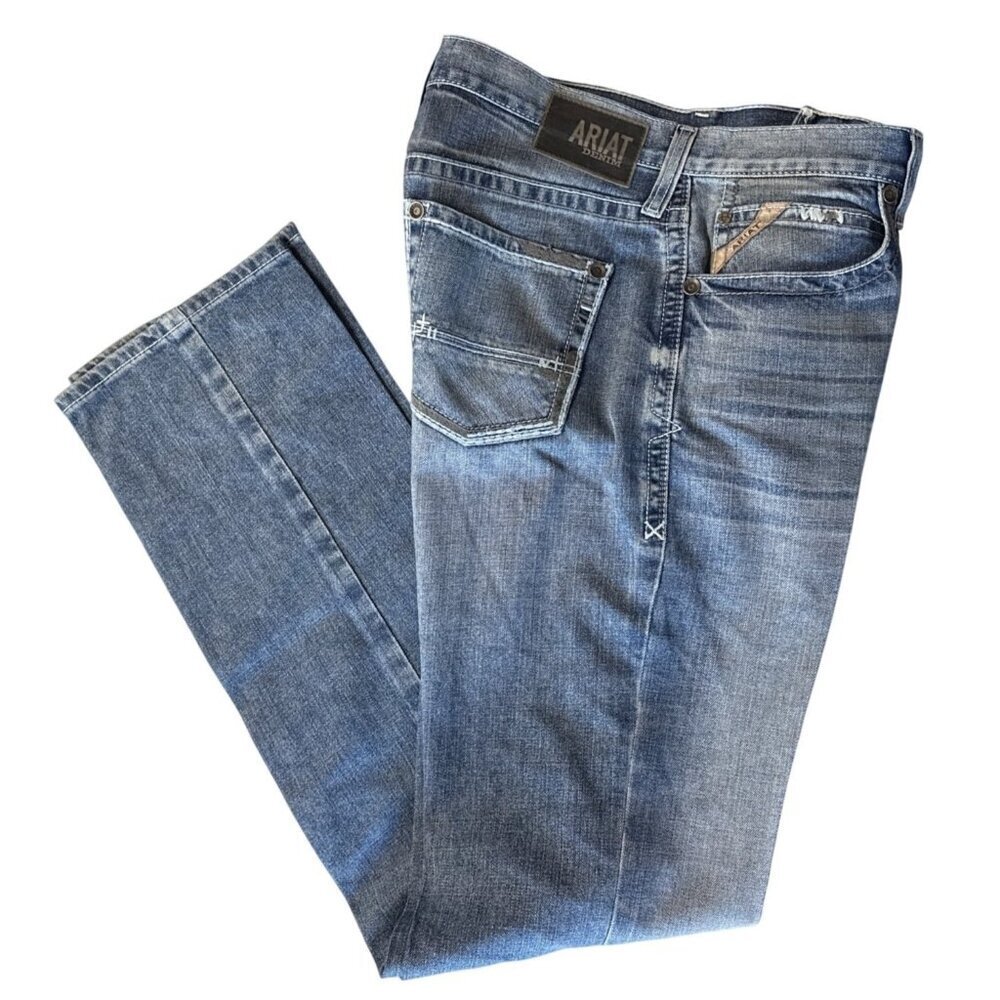 Ariat M2 Relaxed Boot Cut Jeans~Size 33/38~Blue Medium Wash Western Denim L15 15
